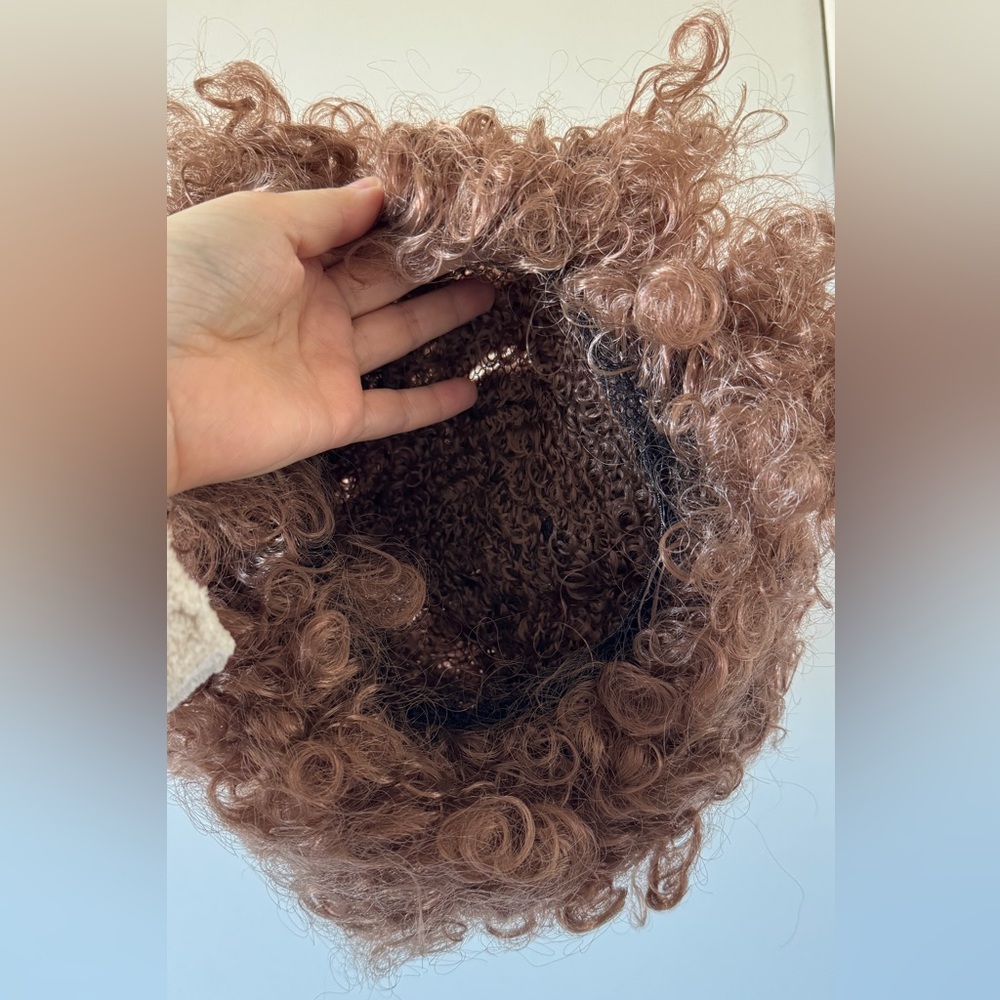 Afro Napoleon Dynamite Curly Brown Hair Wig Costume - Picture 3 of 3